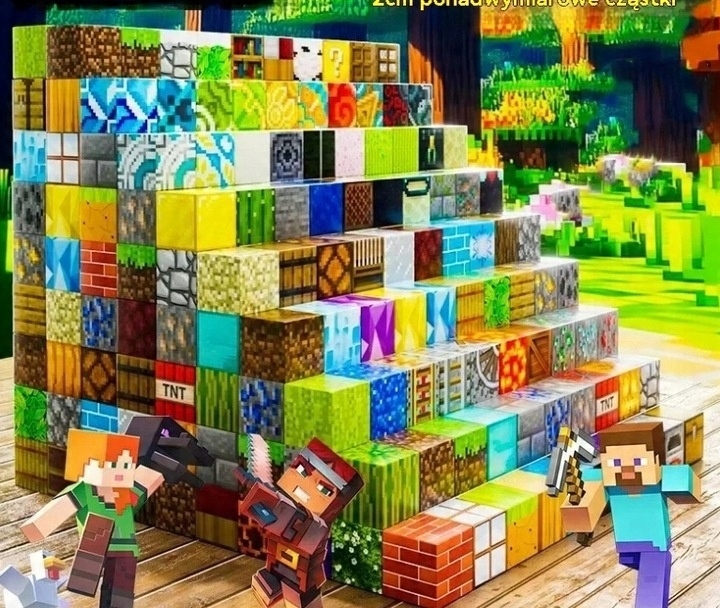 KLOCKI MAGNETYCZNE SZEŚCIANY ZESTAW 200 KLOCKÓW + 4 LUDZIKI KLOCKI PIKSELE