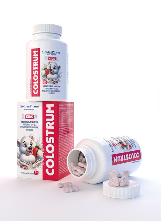 Colostrum Kids Dla Dzieci Truskawkowe Cukierki Siara 40%IGG Probiotyk 60szt