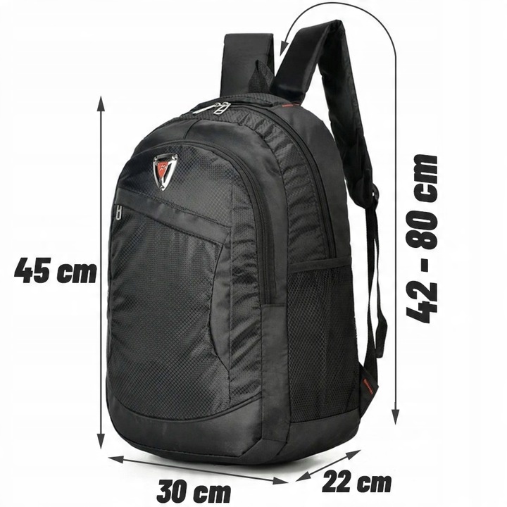 Plecak męski do pracy na laptopa szkolny młodzieżowy pojemny czarny solidny