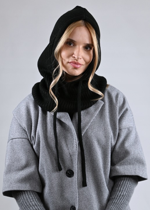 Czapka zimowa damska BALACLAVA kominarka kaptur na jesien Modna Czarna UNI