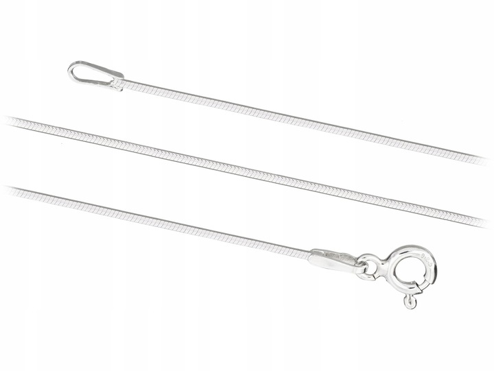 Krótki Cienki Srebrny Łańcuszek Linka Żmijka Ośmiokątna 1mm Choker 40 cm