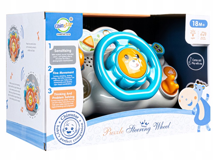 INTERAKTYWNA KIEROWNICA EDUKACYJNA DLA DZIECI KLAKSON DŹWIĘKI ŚWIATŁA