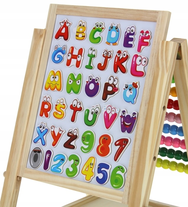 Tablica Drewniana Dwustronna Magnetyczna Kredowa Liczydło + Akcesoria