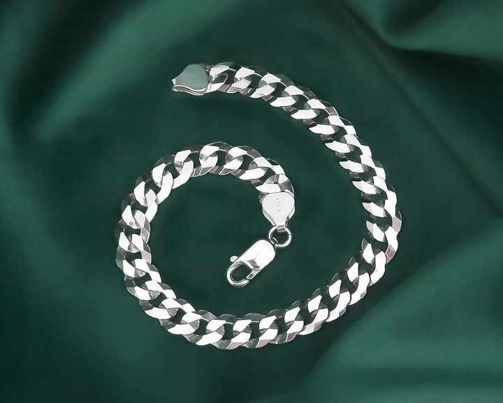 Bransoletka Srebrna Pancerka 925 Pełna Diamentowana 7,50 mm Grawer Gratis