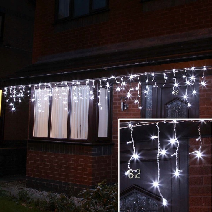 SOPLE ZEWNĘTRZNE 100 LED LAMPKI+FLASH ZIMNE IP44