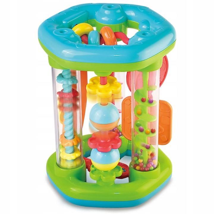 Dumel ROLER zabawka do NAUKI raczkowania RUCHOME ELEMENTY 6m + GRZECHOTKA