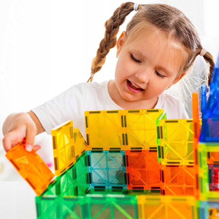 Klocki konstrukcyjne EDUKACYJNE 3D kulki rurki dla dzieci 108el MAGNETYCZNE