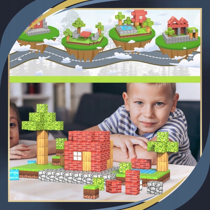 KLOCKI MAGNETYCZNE Sześciany Dla dzieci 1 ludzik 100 klocków