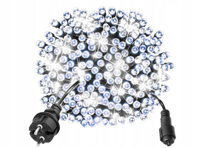 LAMPKI CHOINKOWE 1000 LED ZEWNĘTRZNE BIAŁE ZIMNE + FLASH