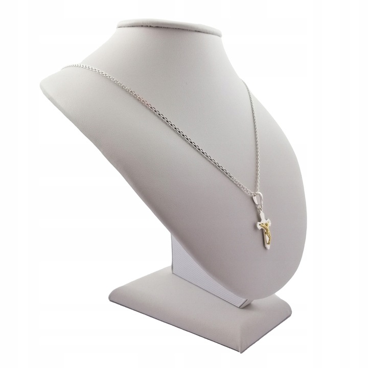 SREBRNY KOMUNIJNY ŁAŃCUSZEK + KRZYŻYK 925 + GRAWER DLA CHŁOPCA DZIEWCZYNKI