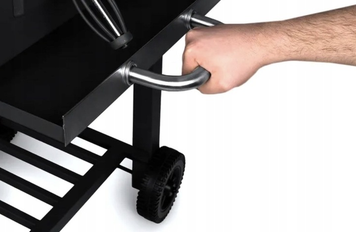 MOCNY GRILL WĘGLOWY OGRODOWY DWA RUSZTY POPIELNIK TERMOMETR DWIE PÓŁKI XXL