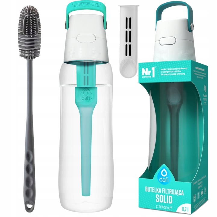 Bidon Butelka filtrująca wodę Dafi Solid 0,7 turkus + szczoteczka do mycia