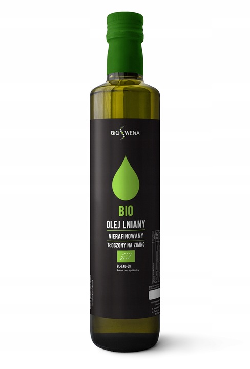 Olej lniany BIO 1000ml nierafinowany EKOLOGICZNY tłoczony na zimno PREMIUM