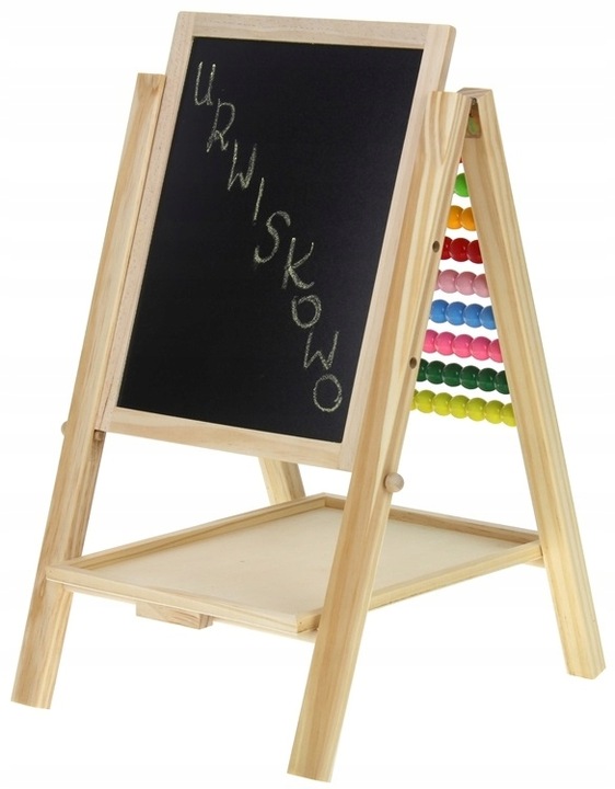 Tablica Drewniana Dwustronna Magnetyczna Kredowa Liczydło + Akcesoria