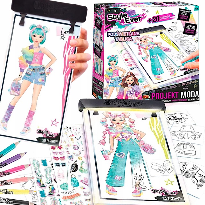 PROJEKT MODA ZESTAW KREATYWNY PODŚWIETLANA TABLICA DO PROJEKTOWANIA EPEE