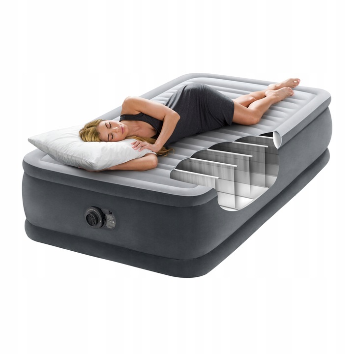 Materac jednoosobowy Intex 191 x 99 x 46 cm szary 64412 FIBER-TECH