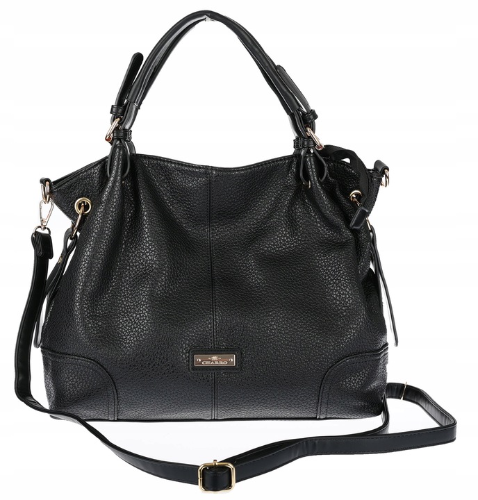 Torebka Damska shopperka A4 worek pojemna listonoszka modna CH3321 Czarna