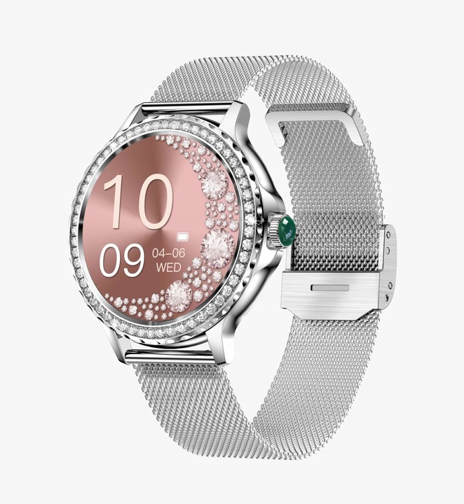 SMARTWATCH DAMSKI ZEGAREK Z FUNKCJĄ ROZMOWY NX1 SILVER MENU PL