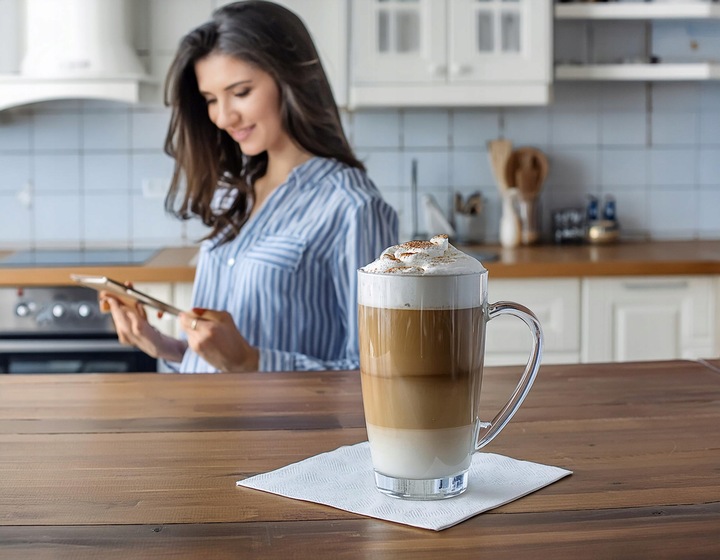 Szklanki z uchem Alex GLASMARK zestaw 6szt szklany kubek kawę 400ml