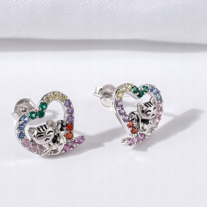 Kolczyki srebrne kotki dla dziewczynki dla dzieci srebro wkrętki sztyfty