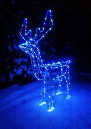 Renifer LED Świąteczny Świecący Figurka Na Zewnątrz XL 85 Duży Niebieski