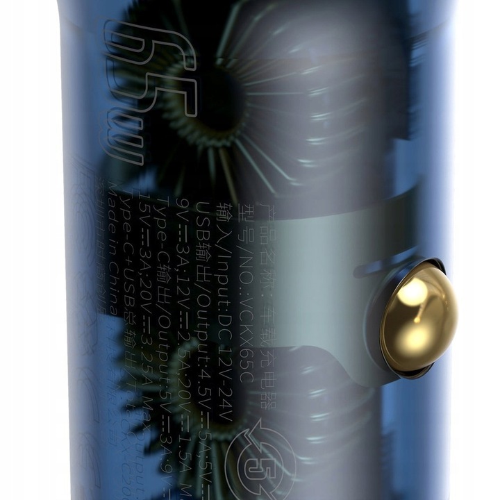 BASEUS ŁADOWARKA SAMOCHODOWA EKRAN LED SZYBKA MOCNA TYPE-C USB 65W QC 4 PD