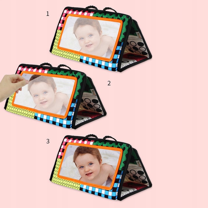 Książeczka Kontrastowa Zabawka Sensoryczna z Lusterkiem dla Niemowląt Wzory