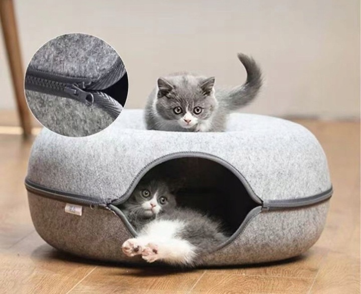 Legowisko tunel donut domek posłanie zabawka antystresowe dla kota okrągły