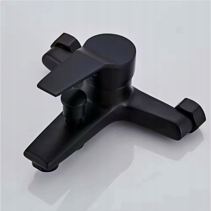 CZARNA BATERIA WANNOWA PRYSZNICOWA ŚCIENNA KRAN WANNY WĄŻ SŁUCHAWKA NATRYSK