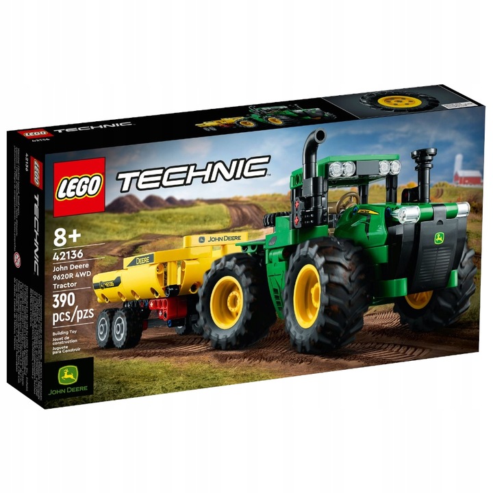 ZESTAW KLOCKÓW LEGO TECHNIC CIĄGNIK Z WYWROTKĄ PRZYCZEPKĄ TRAKTOR JOHN DEER