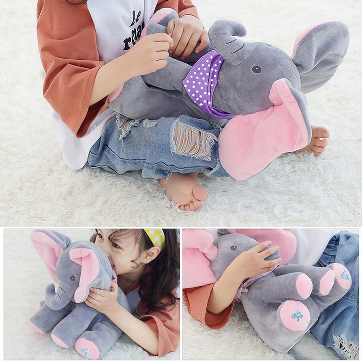 Słoń Pluszak Peek-A-Boo Zabawa W Chowanego Dla Dzieci Interaktywna Prezent