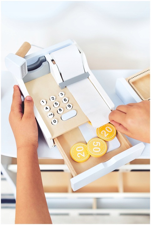 Edukacyjna Zabawka Dla Dzieci Drewniany Stragan z Kasą i Terminalem