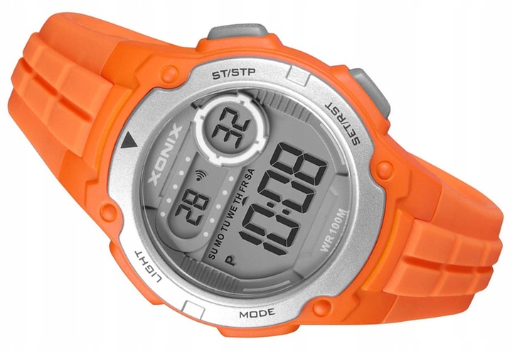 Zegarek Sportowy Pomarańczowy Dziecięcy Wodoszczelny Timer Alarm Oryginalny