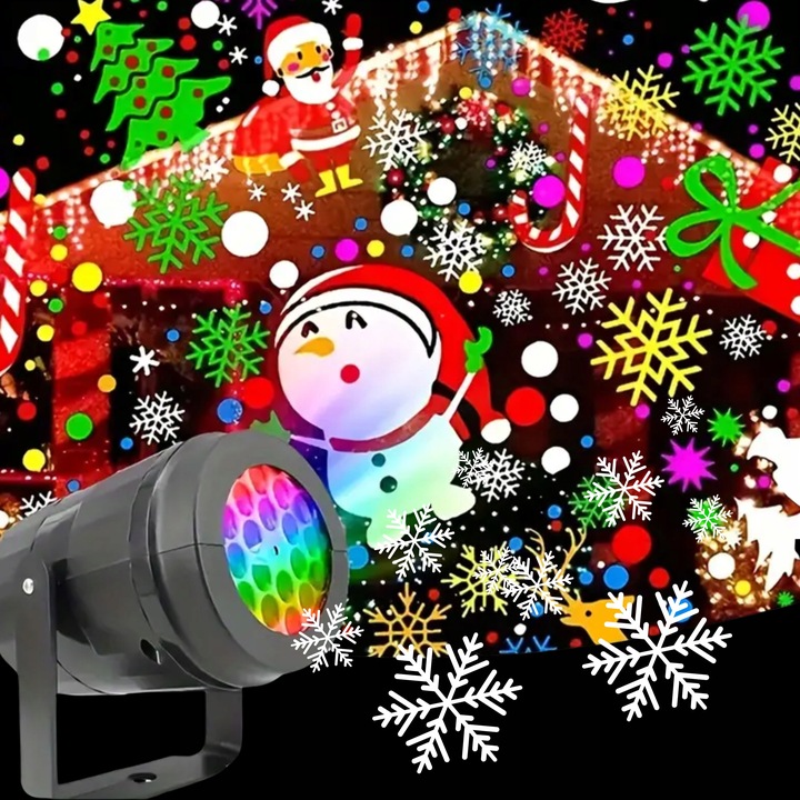 PROJEKTOR ŚWIĄTECZNY LED PŁATKI ŚNIEGU RZUTNIK LASEROWY NA DOM ZEWNĘTRZNY