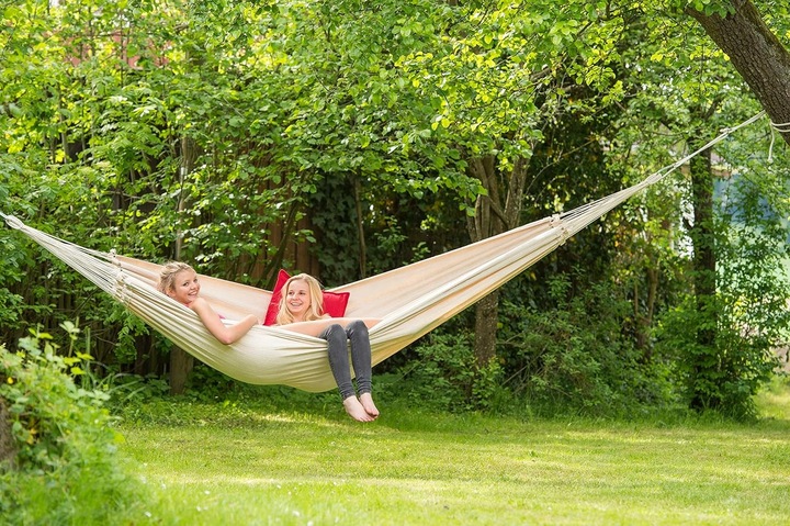 HAMAK OGRODOWY TURYSTYCZNY BOHO MOCNY 100x200cm 150kg TORBA BEŻ