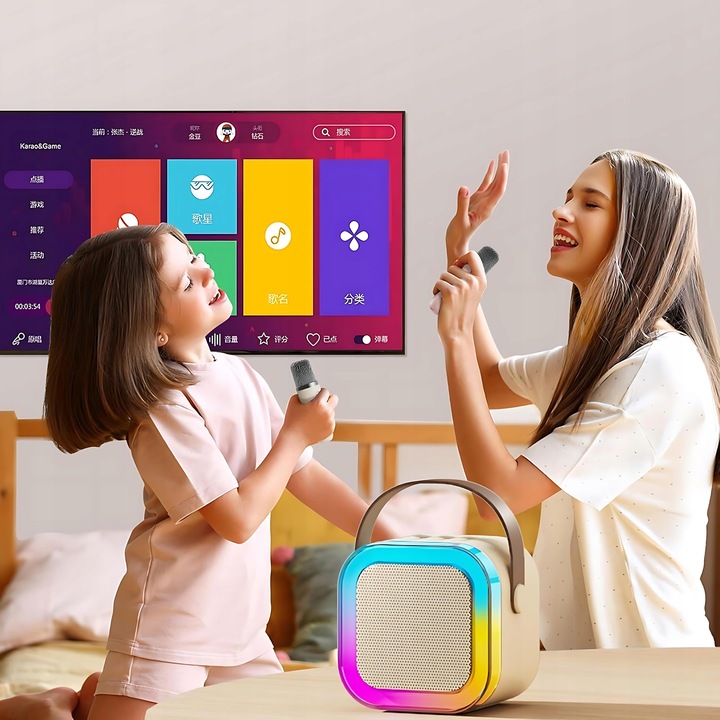 MIKROFON DLA DZIECI KARAOKE ZESTAW głośnik bluetooth bezprzewodowy 2 MIKROF