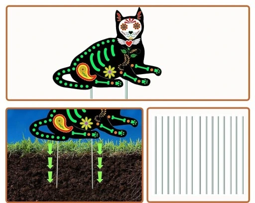ZESTAW 5 fluorescencyjnych przerażających kotów święcace w ciemności +kotwy