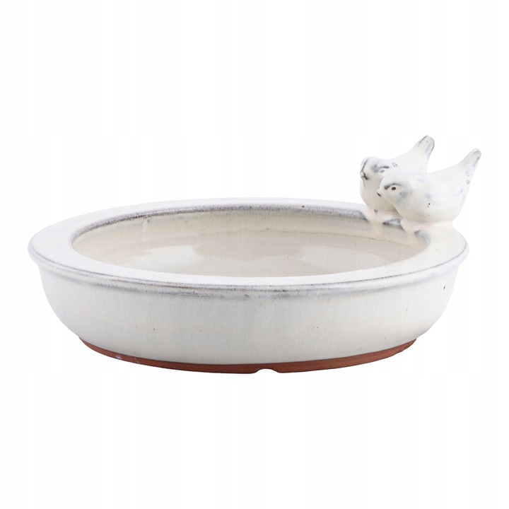 Ceramiczne poidełko dla ptaków okrągłe, białe