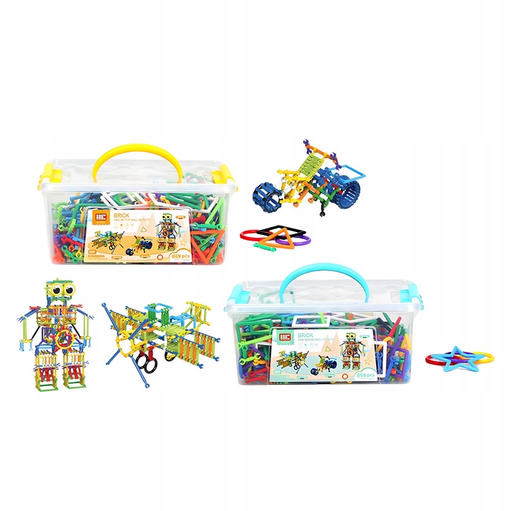 Klocki Małych Geniuszy Słomki Konstrukcyjne 869 el Edukacyjne Dla Dzieci