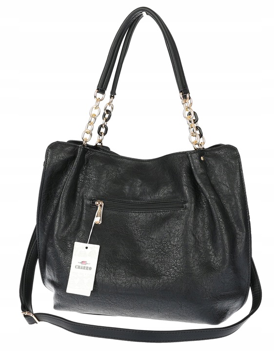 Torebka Damska Worek shopper włoska marka CHARRO A4 pojemna CH7720 Czarna