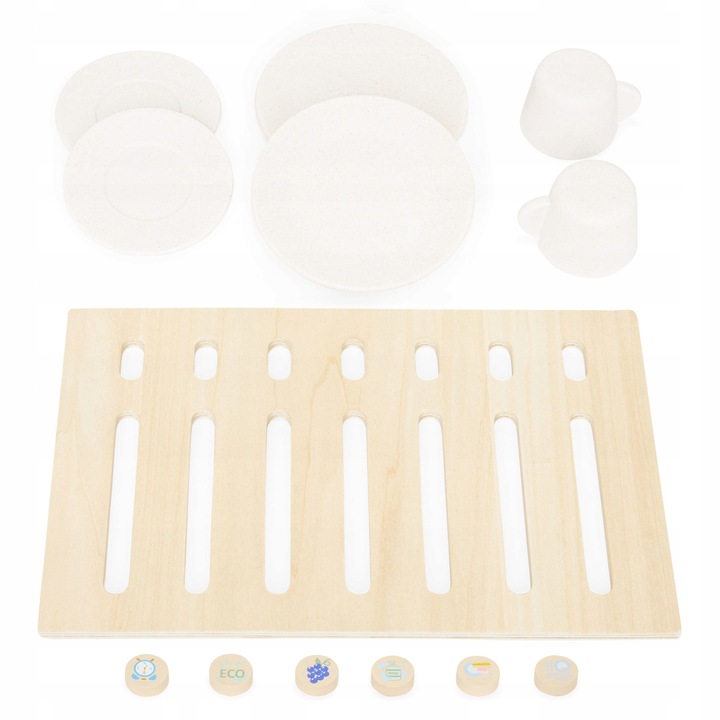 Zmywarka Dla Dzieci Drewniania z Akcesoriami Naczynia Talerze Bezpieczna