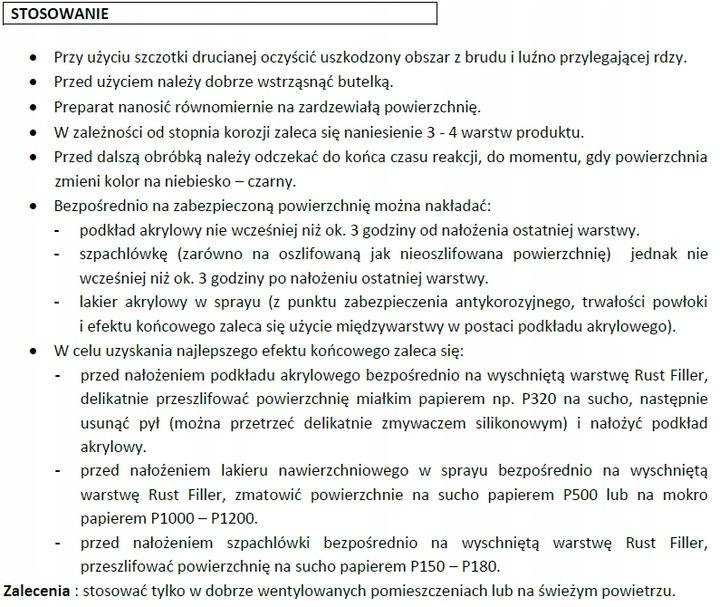 RUSTFILLER neutralizator rdzy + podkład z pędzelkiem 250 ml TROTON 648