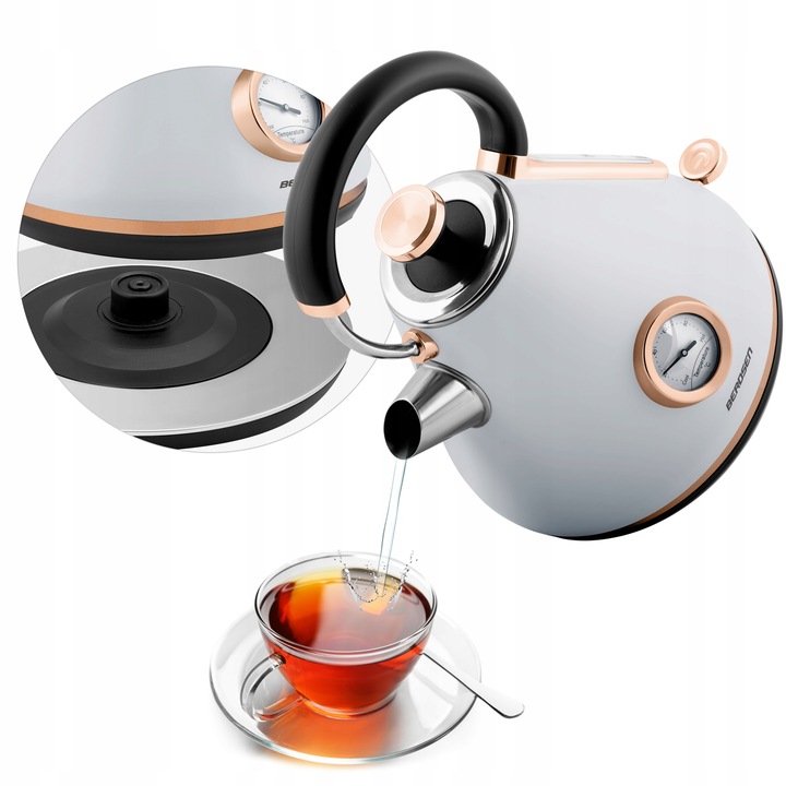 CZAJNIK ELEKTRYCZNY Z TERMOMETREM BEZPRZEWODOWY RETRO 1,7L BERDSEN