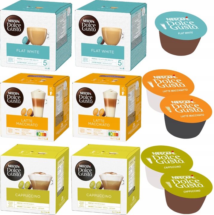 Kapsułki Dolce Gusto ZESTAW Latte Flat Capp 6 x 16