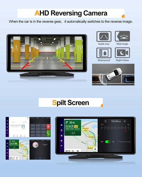 CAMECHO Android 13 Carplay 8 rdzeni 2G+32G ekran WiFi FM AUX kamera cofania