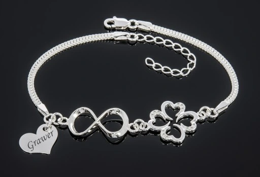 Bransoletka srebrna Koniczynka Infinity Serce