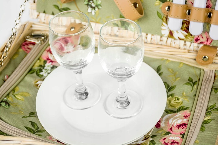 Kosz piknikowy z wikliny termotorba sztućce dla 2 osób praktyczny prezent