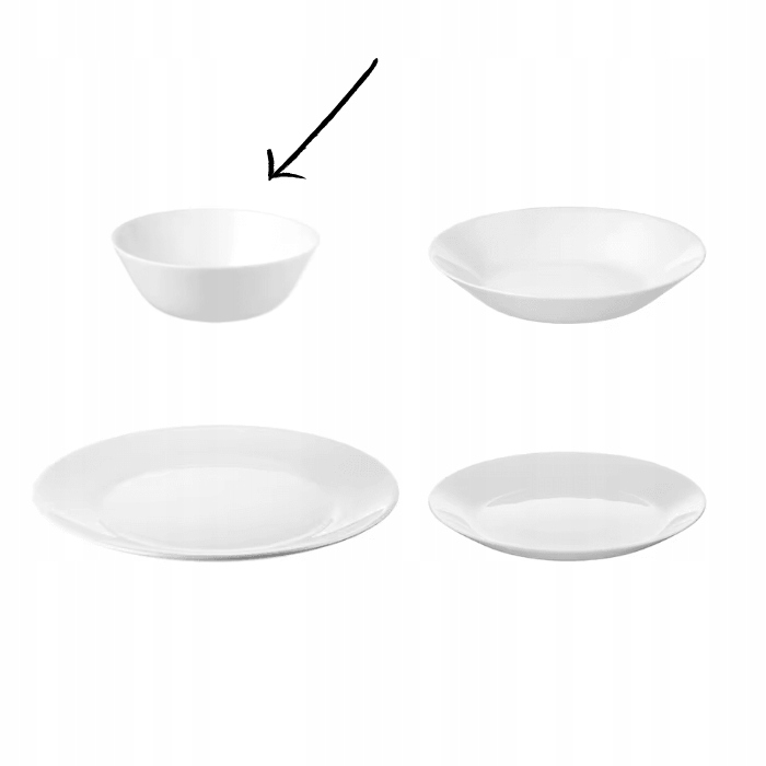 ZESTAW MISECZEK OFTAST 15 cm komplet 12 szt białe szkło hartowane