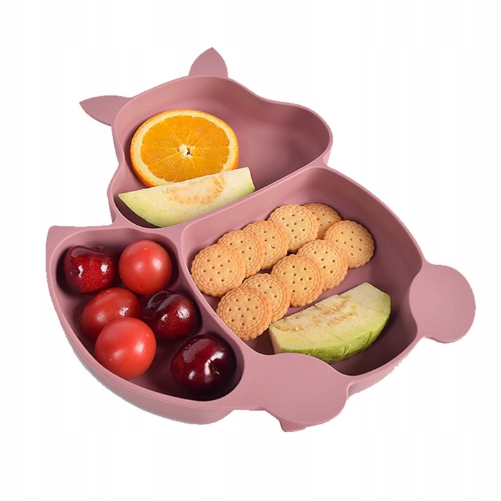 ZESTAW DO KARMIENIA NACZYŃ SILIKONOWE TALERZYK DLA NIEMOWLĄT Z PRZYSSAWKĄ