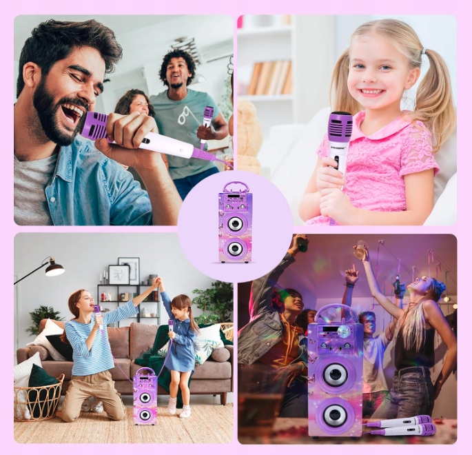 DYNASONIC BLUETOOTH KARAOKE Z MIKROFONEM GŁOŚNIK PREZENT DLA DZIECKA
